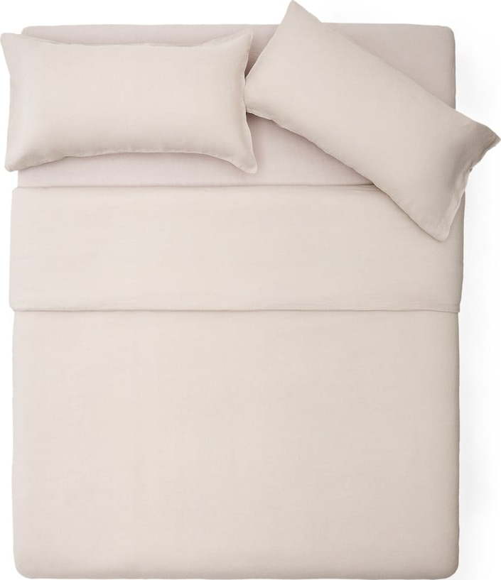 Povlečení šedobéžové na jednolůžko/prodloužené s příměsí lnu 150x220 cm Simmel – Kave Home Kave Home