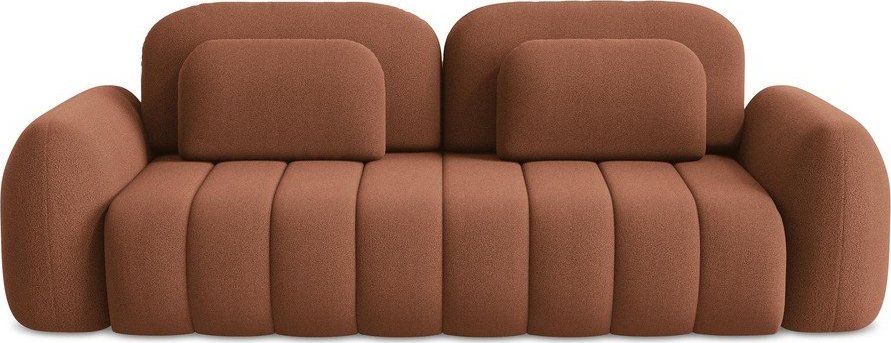 Rozkládací/s úložným prostorem pohovka z textilie bouclé v terakotové barvě 266 cm Pele – Makamii Makamii