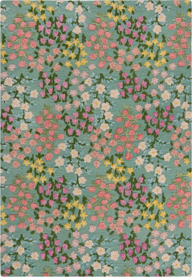 Ručně tkaný vlněný koberec v mentolové barvě 200x290 cm Emilia Floral – Flair Rugs Flair Rugs