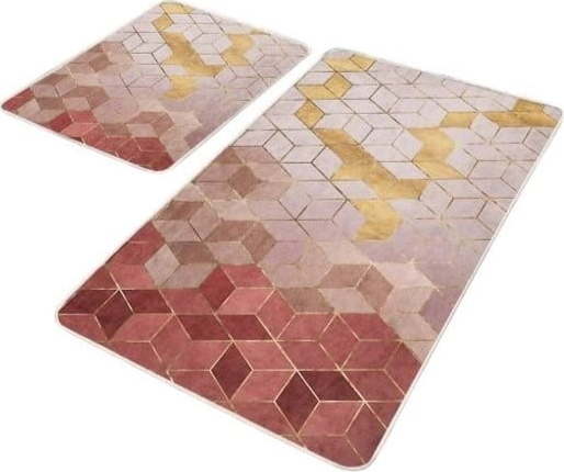 Růžové sametové koupelnové předložky v sadě 2 ks 60x100 cm – Mila Home Mila Home