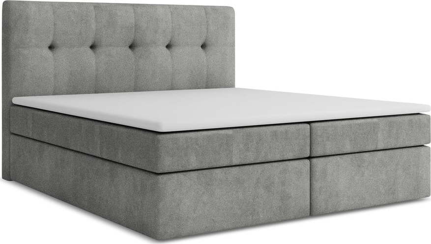Šedá boxspring postel s úložným prostorem 140x200 cm Palta – Makamii Makamii