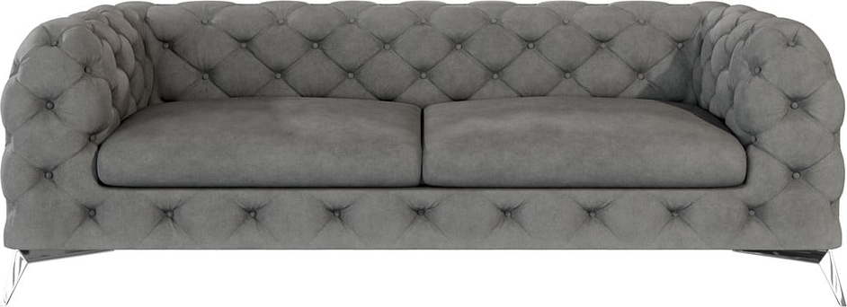 Šedá sametová pohovka 225 cm Chelsea – Ropez Ropez