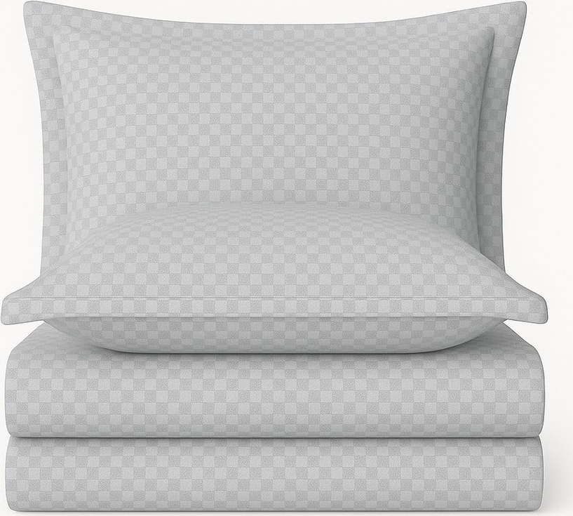 Šedé povlečení na jednolůžko z bavlny Renforcé 140x200 cm Checkered – Mila Home Luxury Mila Home Luxury