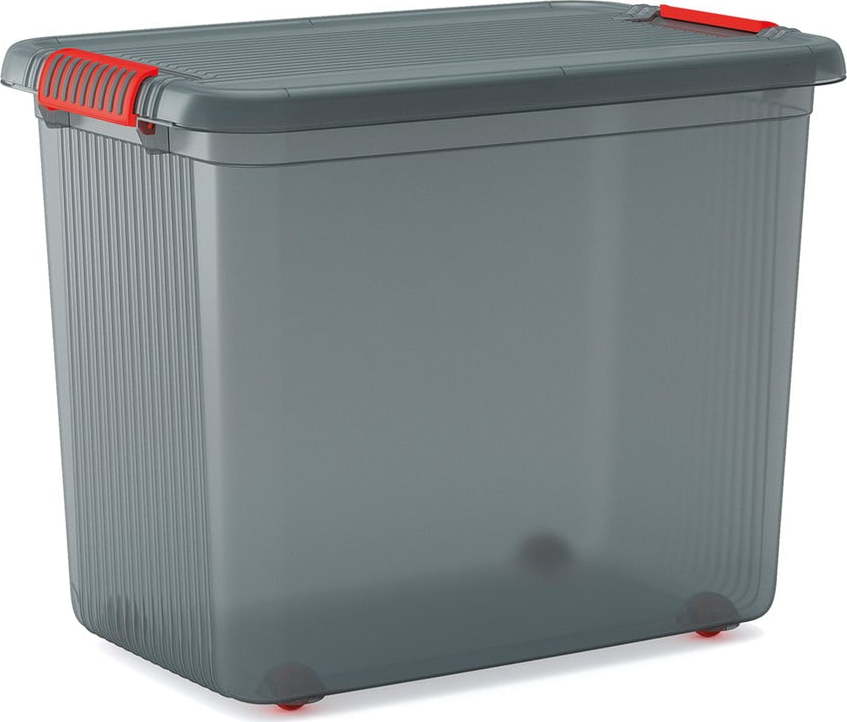 Šedý plastový úložný box s víkem 59x39x45 cm K Latch Box – KIS KIS