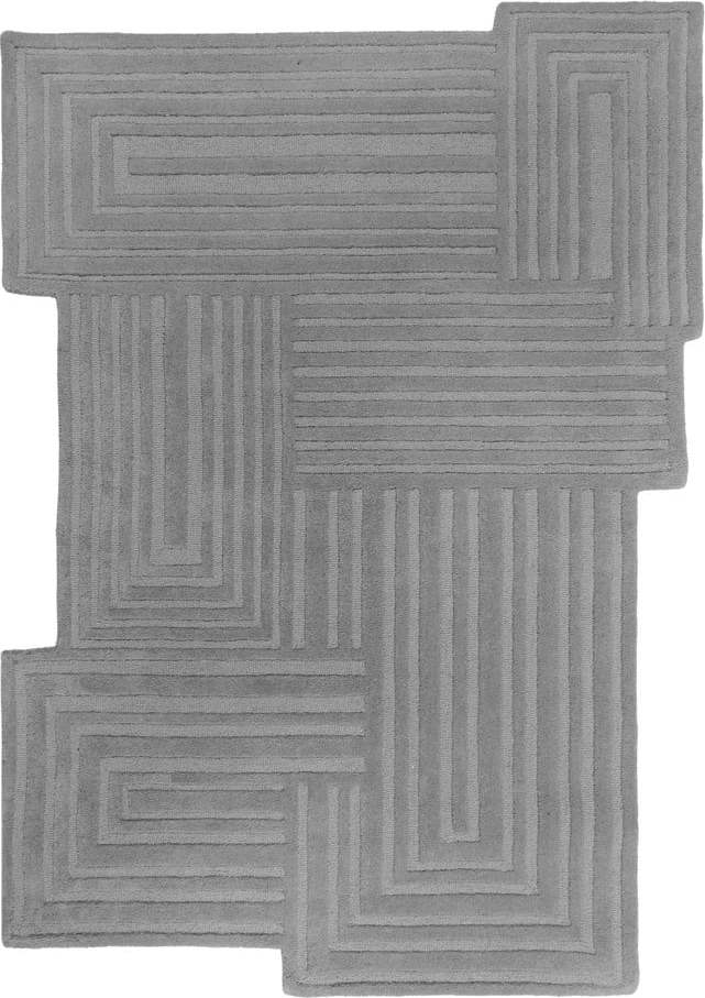 Šedý ručně tkaný vlněný koberec 200x290 cm Zen Rectangles – Flair Rugs Flair Rugs