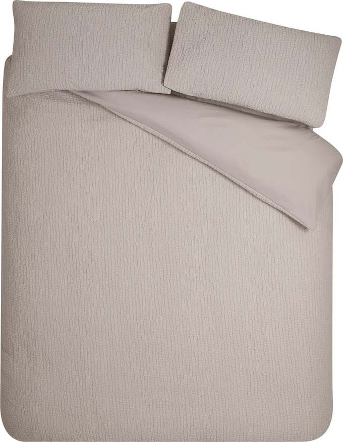 Světle hnědé krepové povlečení na dvoulůžko 200x200 cm Crinkle Seersucker – Catherine Lansfield Catherine Lansfield