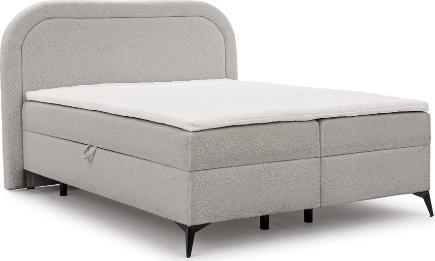 Světle šedá boxspring postel s úložným prostorem 200x200 cm Ornes – Ropez Ropez