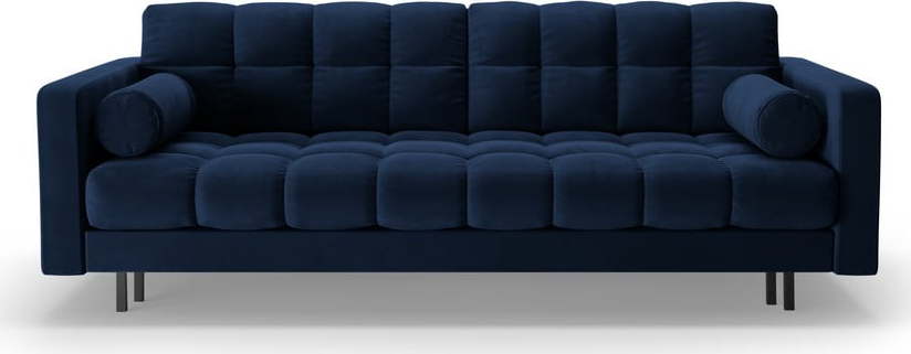 Tmavě modrá sametová rozkládací/s úložným prostorem pohovka 222 cm Bali – Cosmopolitan Design Cosmopolitan design