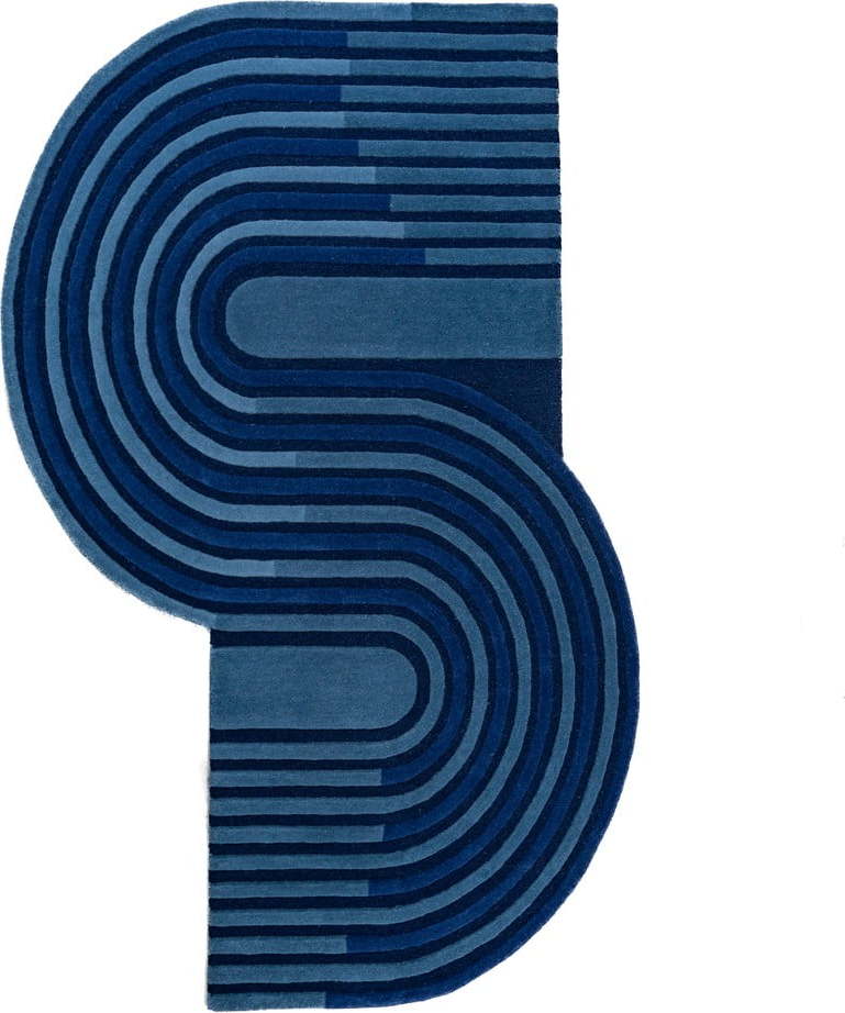 Tmavě modrý ručně tkaný vlněný koberec 120x180 cm Conway Retro – Flair Rugs Flair Rugs