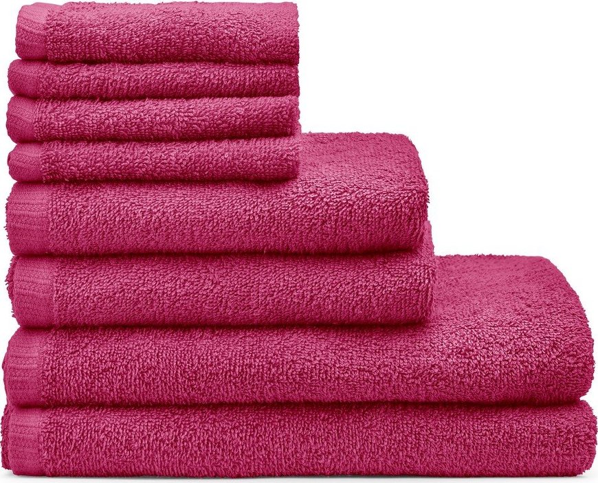Tmavě růžové rychleschnoucí/froté bavlněné ručníky a osušky v sadě 8 ks Quick Dry – Catherine Lansfield Catherine Lansfield