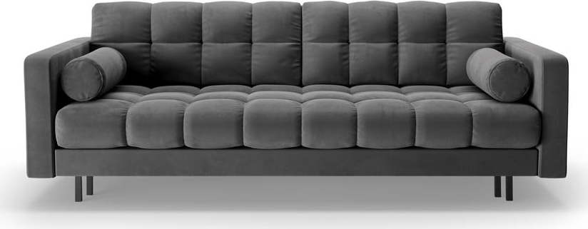 Tmavě šedá sametová rozkládací/s úložným prostorem pohovka 222 cm Bali – Cosmopolitan Design Cosmopolitan design