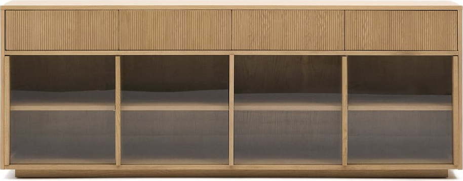 Vitrína v dekoru dubu s posuvnými dveřmi v přírodní barvě 200x80x40 cm Helvine – Kave Home Kave Home