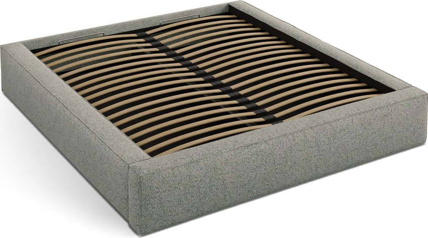 Zelená čalouněná dvoulůžková postel s úložným prostorem s roštem 140x200 cm Simon – Micadoni Micadoni