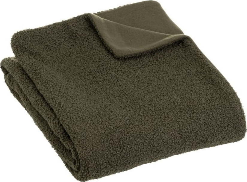 Zelená deka s beránkem 130x160 cm Sherpa Bouclé – Casa Selección Casa Selección