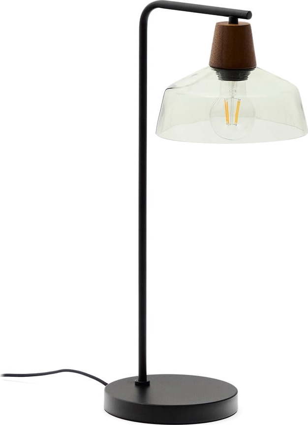 Zelená/v tmavě přírodní barvě stolní lampa se skleněným stínidlem (výška 55 cm) Silex – Kave Home Kave Home
