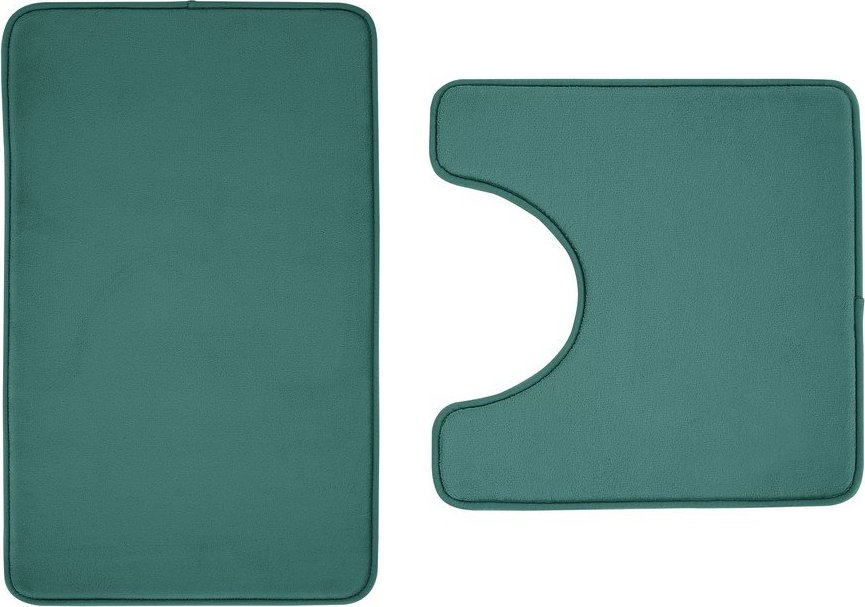 Zelené WC koupelnové předložky v sadě 2 ks z paměťové pěny 50x80 cm Anti-Bacterial – Catherine Lansfield Catherine Lansfield