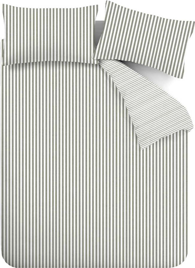 Zelené flanelové povlečení na dvoulůžko/prodloužené 230x220 cm Stripe – Catherine Lansfield Catherine Lansfield