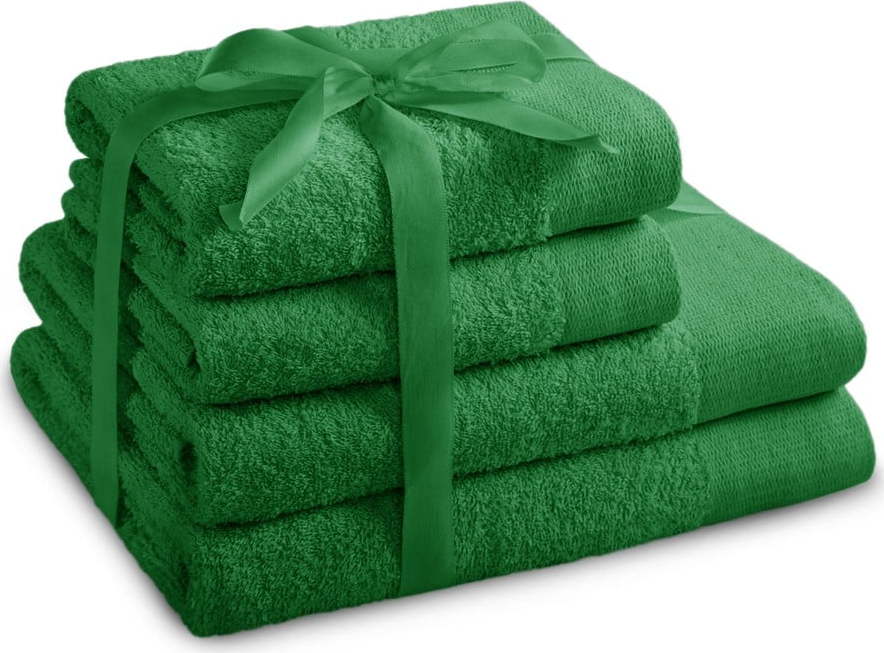 Zelené froté bavlněné ručníky a osušky v sadě 4 ks Amari – Restilo Restilo