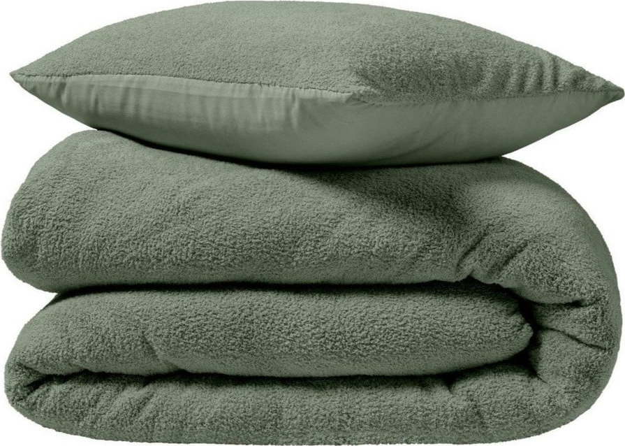 Zelené povlečení na dvoulůžko/prodloužené z mikroplyše 240x220 cm Helena – douceur d'intérieur Douceur d intérieur