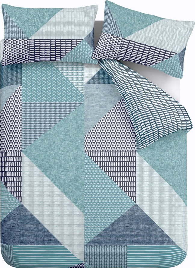 Zelenomodré povlečení na jednolůžko 135x200 cm Larsson Geo – Catherine Lansfield Catherine Lansfield