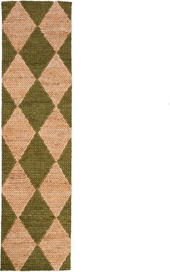 Zelený/v přírodní barvě ručně tkaný běhoun s příměsí juty 60x230 cm Effie Diamond – Flair Rugs Flair Rugs