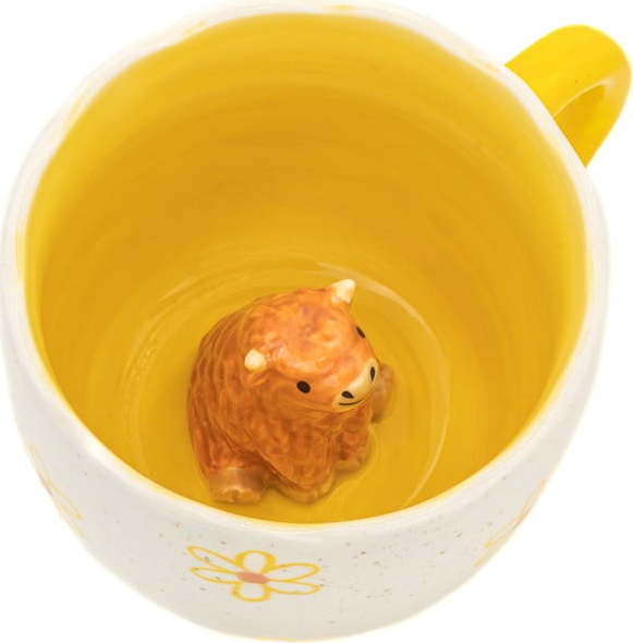 Žlutý/krémový porcelánový hrnek 350 ml Surprise Highland Cow – Sass & Belle Sass & Belle