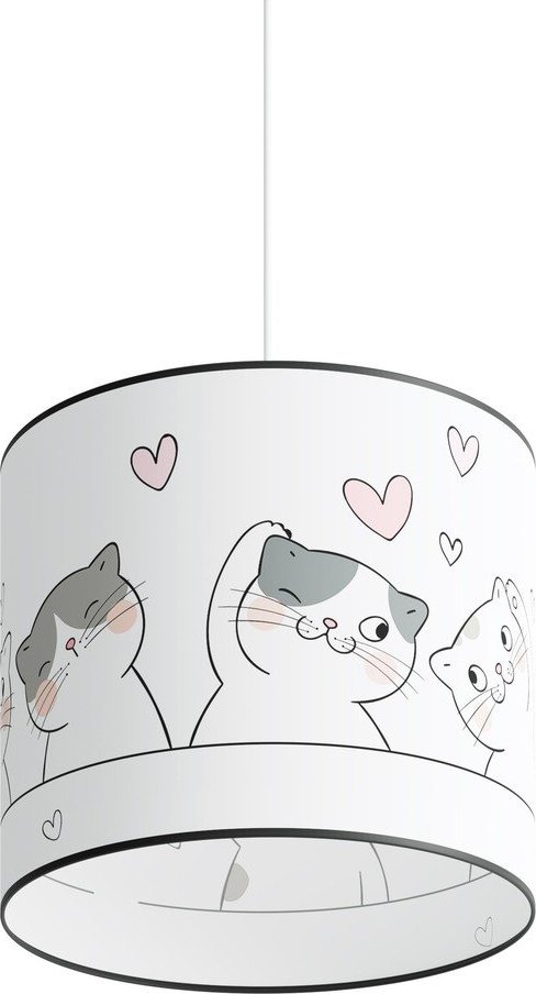 Bílý dětský lustr s plastovým stínidlem ø 30 cm Puss – Sollux Sollux
