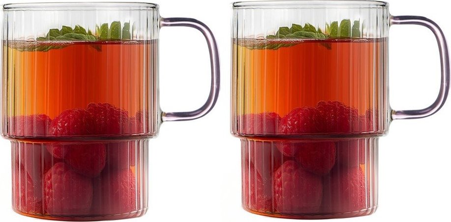 Růžové skleněné hrnky v sadě 2 ks na cappuccino 350 ml Livio – Vialli Design Vialli Design