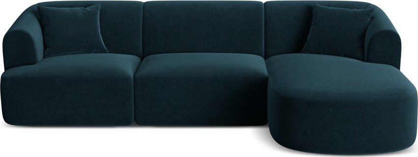 Sametová rohová pohovka v petrolejové barvě (pravý roh/s lenoškou) Campi – Cosmopolitan Design Cosmopolitan design