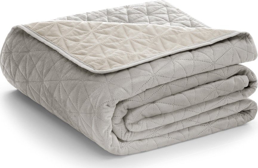 Šedobéžový sametový prošívaný přehoz 170x210 cm Laila – Restilo Restilo