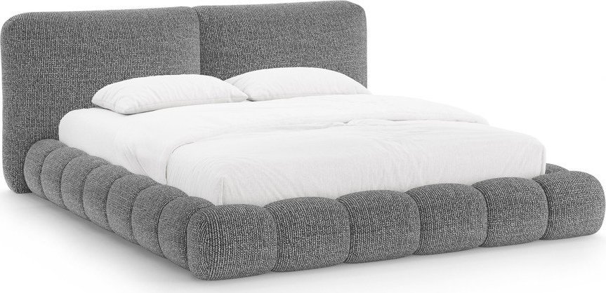 Tmavě šedá čalouněná dvoulůžková postel s úložným prostorem s roštem 160x200 cm Solange – Micadoni Micadoni