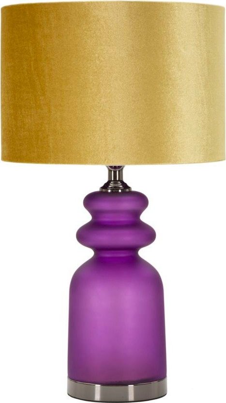 Žlutá/fialová stolní lampa s textilním stínidlem (výška 57