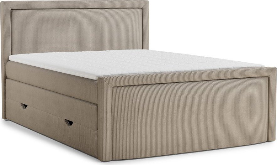 Béžová boxspring postel s úložným prostorem 200x200 cm Fresco – Maison de Rêve Maison de Reve