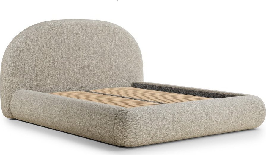 Béžová čalouněná dvoulůžková postel s úložným prostorem s roštem 180x200 cm Maumere – Maison de Rêve Maison de Reve