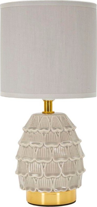 Béžová keramická stolní lampa s textilním stínidlem (výška 30