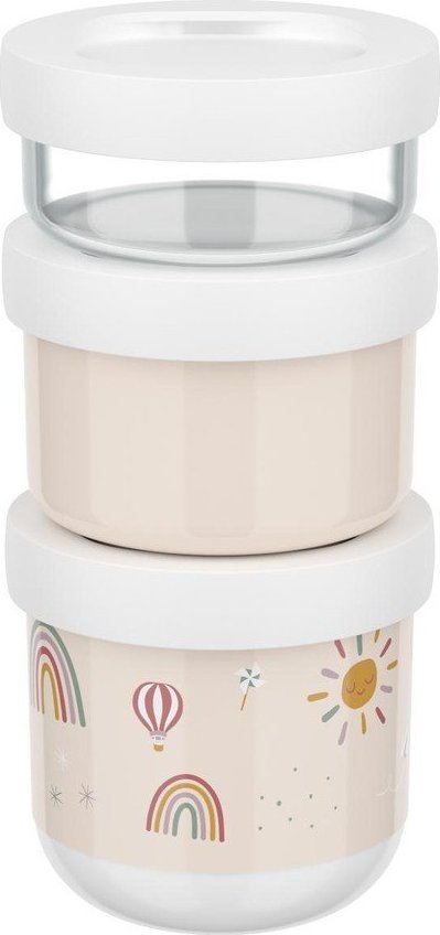 Béžové plastové dětské svačinové boxy v sadě 3 ks Sunshine & Rainbow – Mepal Mepal