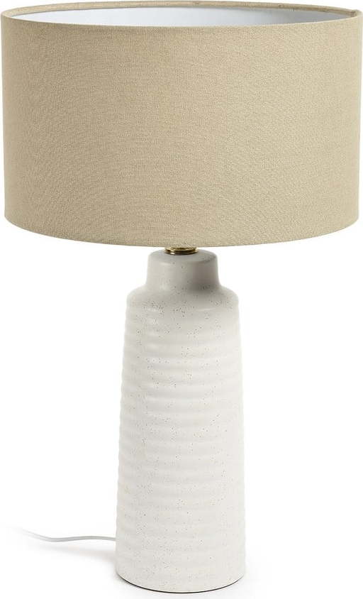 Bílá/béžová keramická stolní lampa s textilním stínidlem (výška 58 cm) Mijal – Kave Home Kave Home