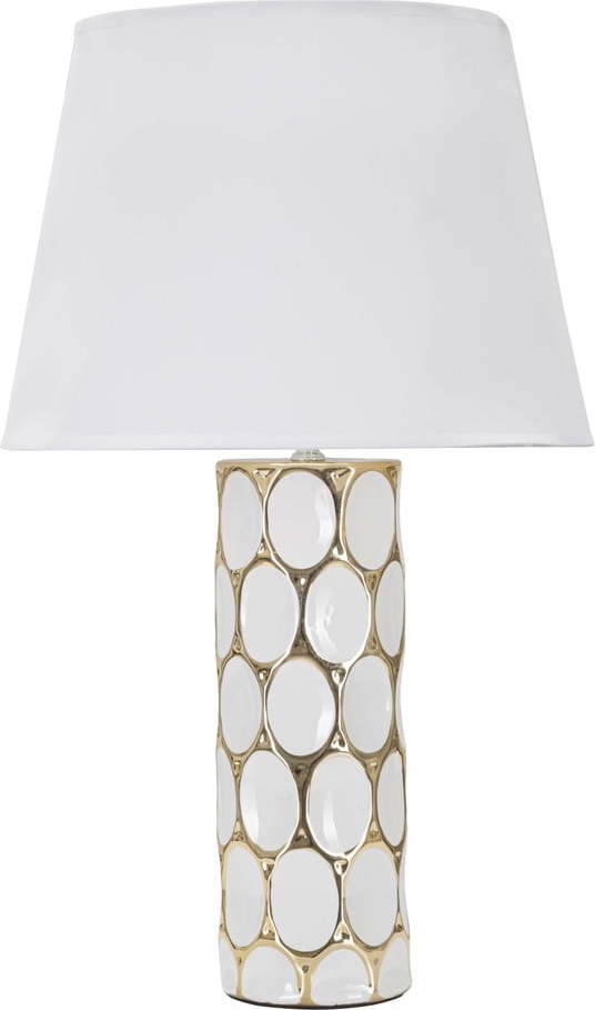 Bílá/ve zlaté barvě keramická stolní lampa s textilním stínidlem (výška 56 cm) Glam Carv – Mauro Ferretti Mauro Ferretti