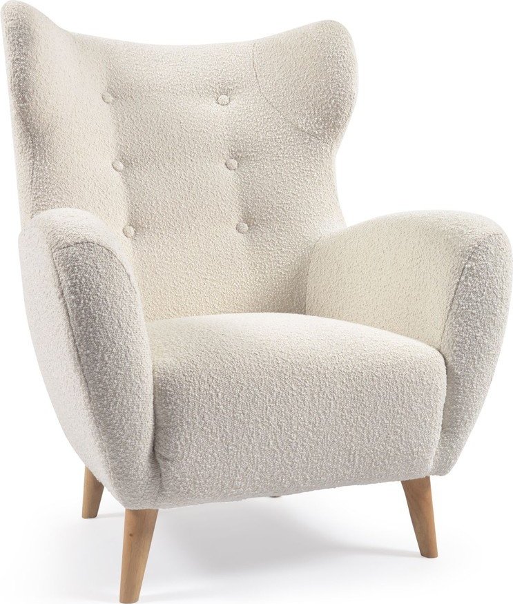 Bílé křeslo z textilie bouclé Patio – Kave Home Kave Home