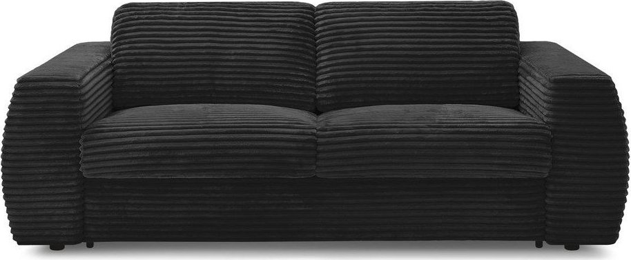 Černá manšestrová pohovka na každodenní spaní/rozkládací 220 cm Hugo – Bobochic Paris Bobochic Paris