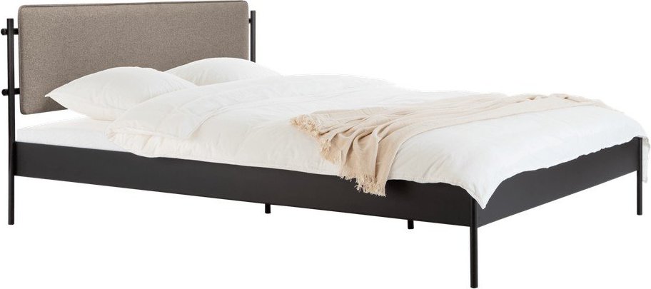 Černá ocelová čalouněná dvoulůžková postel s roštem 180x200 cm Eton Basic – noo.ma NOO.MA