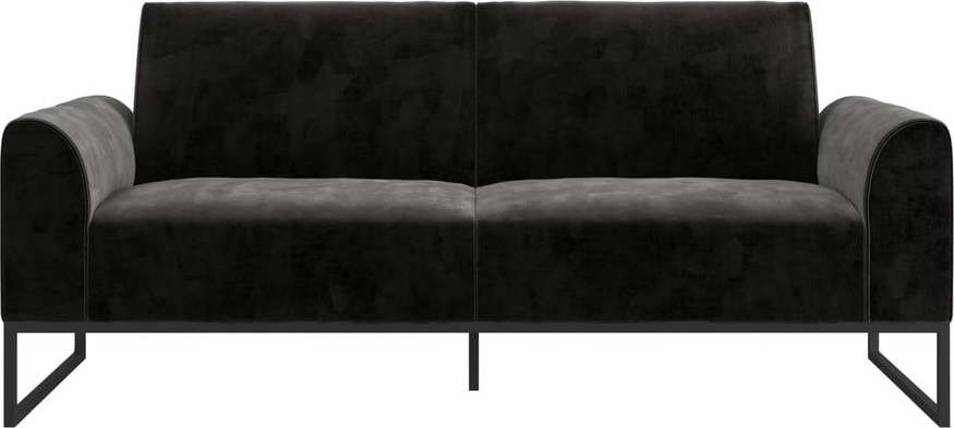 Černá sametová polohovací/rozkládací pohovka 217 cm Adley - II. jakost – CosmoLiving by Cosmopolitan CosmoLiving by Cosmopolitan