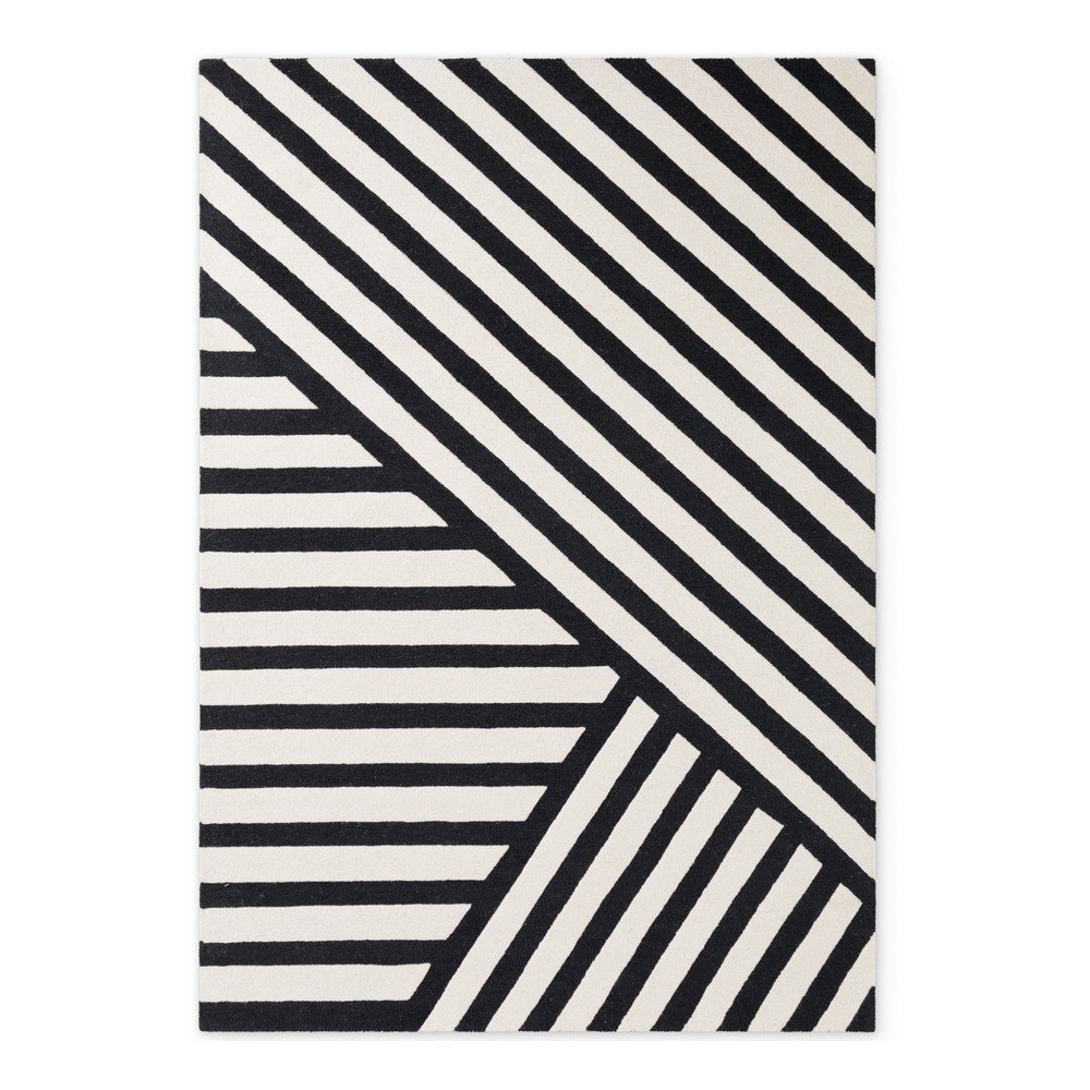 Černobílý ručně tkaný vlněný koberec 200x290 cm Stryve Noir – Elle Decoration Elle Decoration
