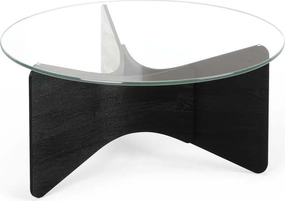 Černý kulatý konferenční stolek se skleněnou deskou 87x87 cm Madera – Umbra Umbra