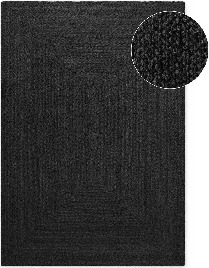 Černý oboustranný/ručně tkaný jutový koberec 60x90 cm Juno – Hanse Home Hanse Home