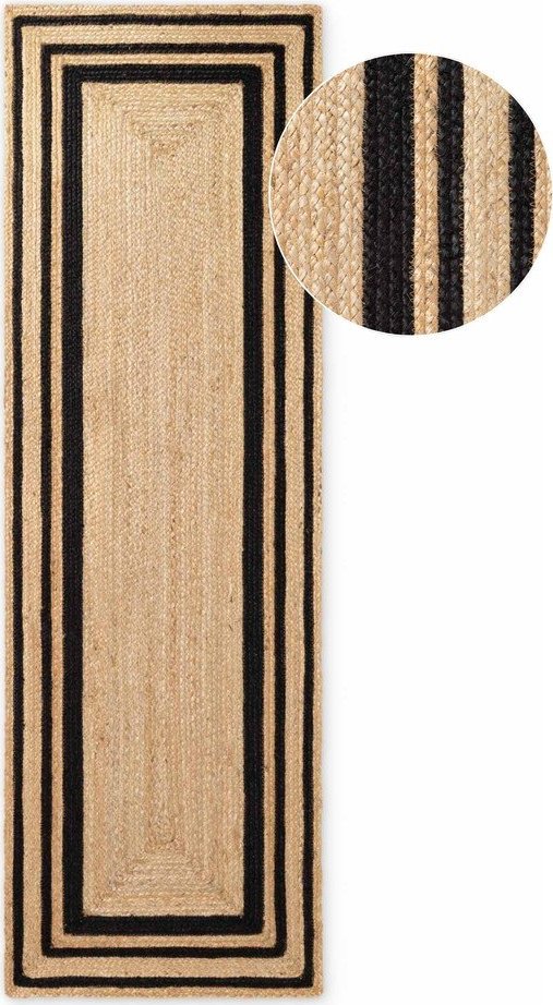 Černý/v přírodní barvě oboustranný/ručně tkaný jutový běhoun 80x250 cm Looma – Hanse Home Hanse Home