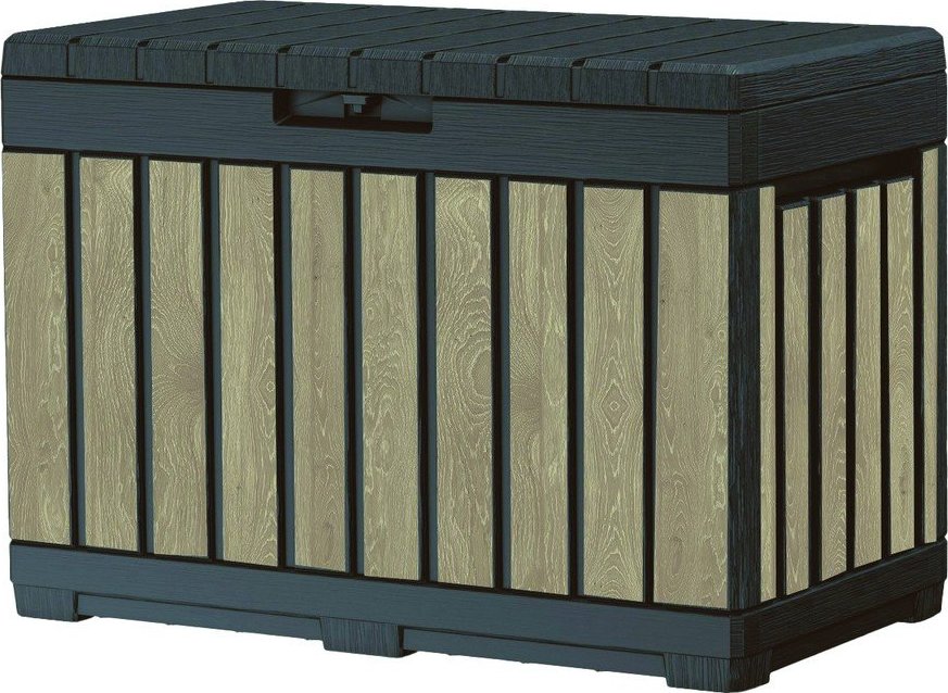 Černý/ve světle přírodní barvě plastový zahradní úložný box Deco Kentwood Ashwood – Keter Keter