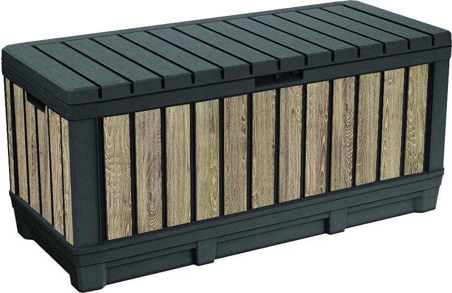Černý/ve světle přírodní barvě plastový zahradní úložný box Deco Kentwood Ashwood – Keter Keter