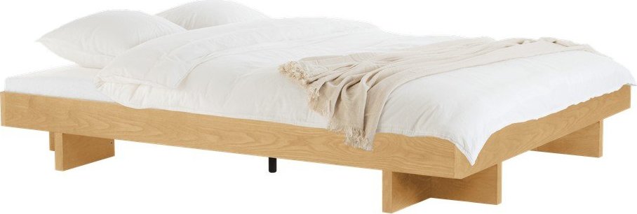 Dvoulůžková postel z MDF v dekoru dubu bez čela s roštem 160x200 cm v přírodní barvě Kito – noo.ma NOO.MA