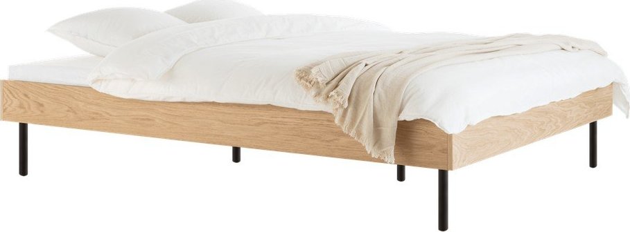 Dvoulůžková postel z dřevotřísky v dekoru dubu bez čela s roštem 200x200 cm v přírodní barvě Streiko – noo.ma NOO.MA